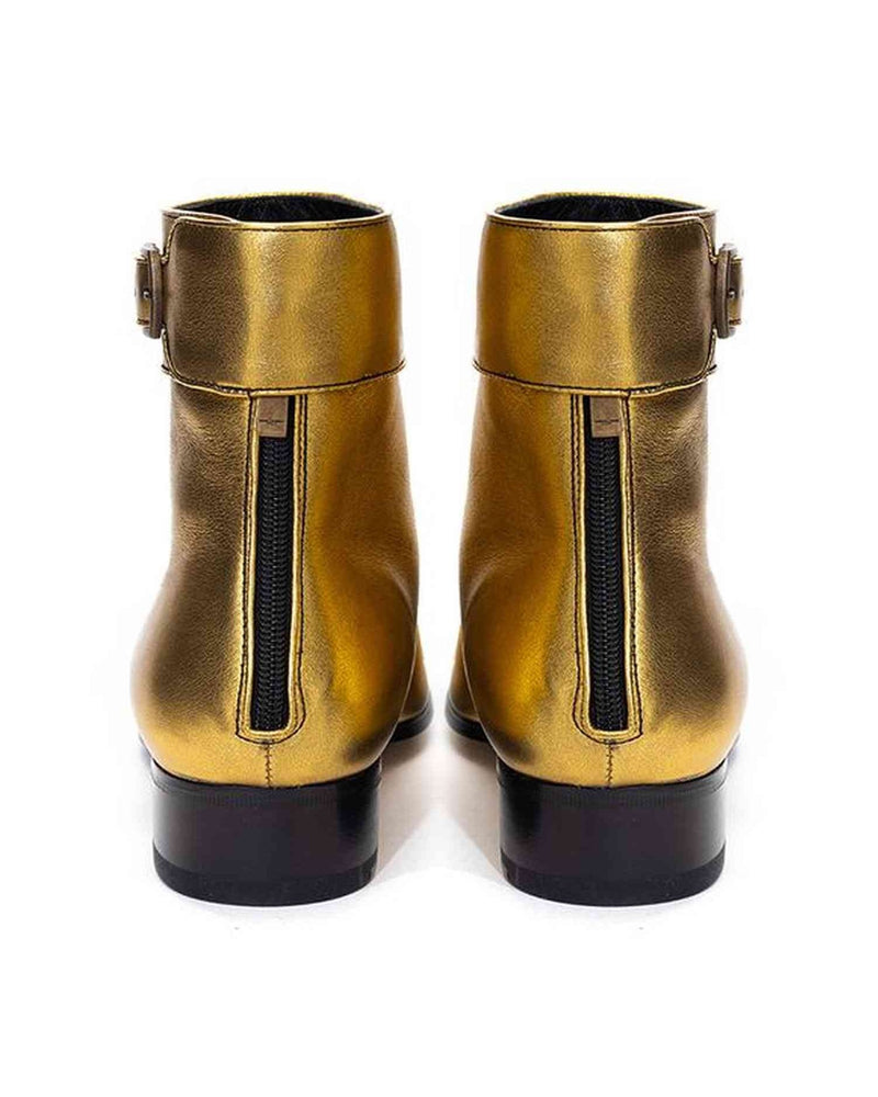Saint Laurent Leather Gold Boot Glam Steals