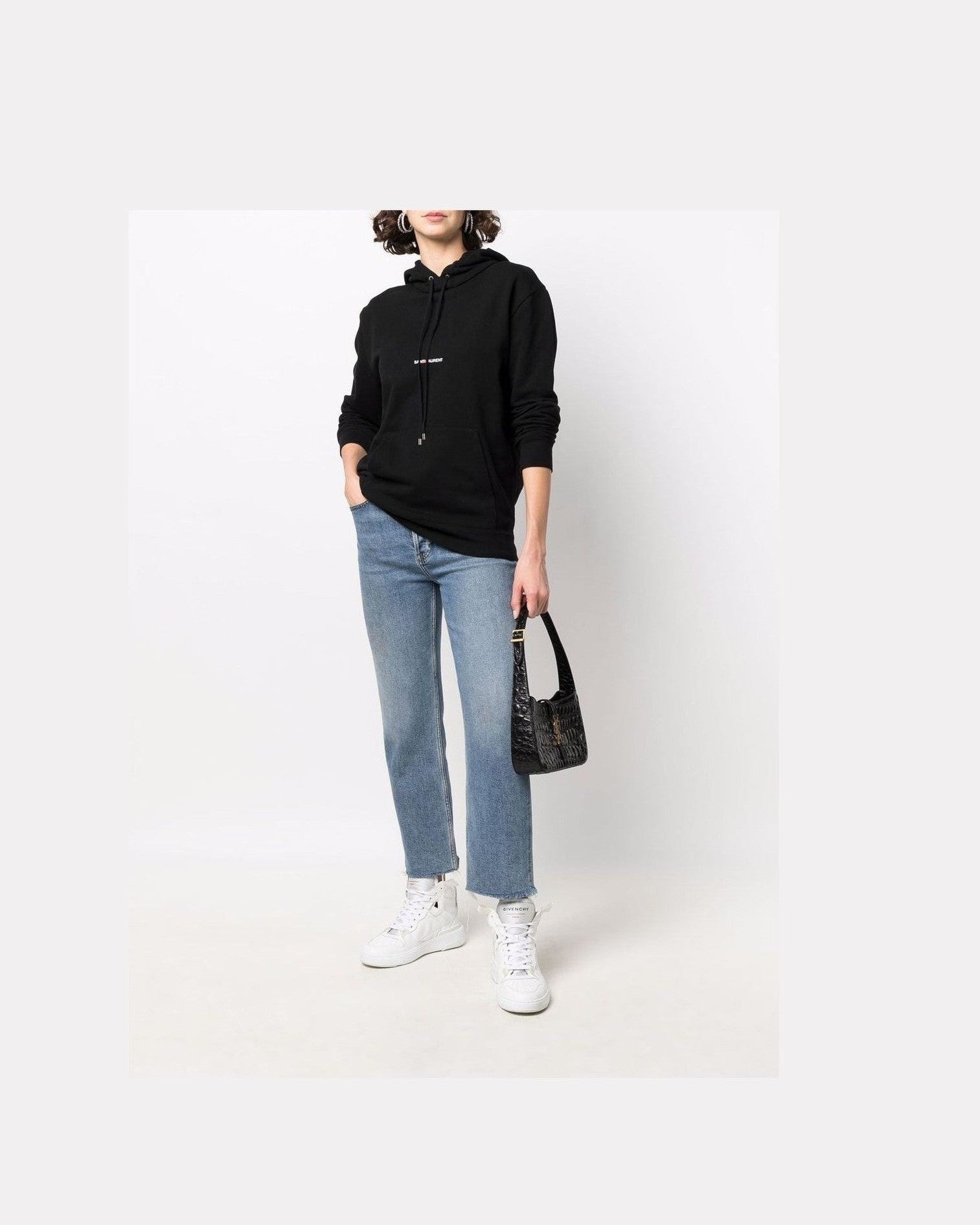 Saint Laurent Logo Print Hoodie Glam Steals