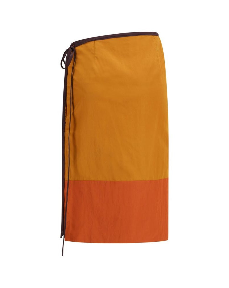 Saint Laurent Orange Nylon Midi Skirt Glam Steals