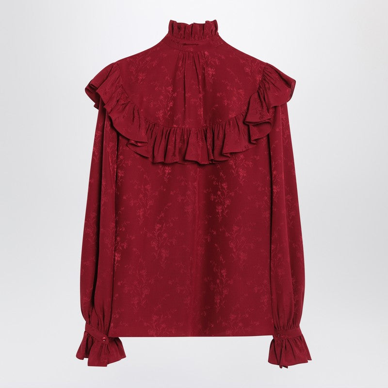 Saint Laurent Red Silk Damask Shirt Glam Steals