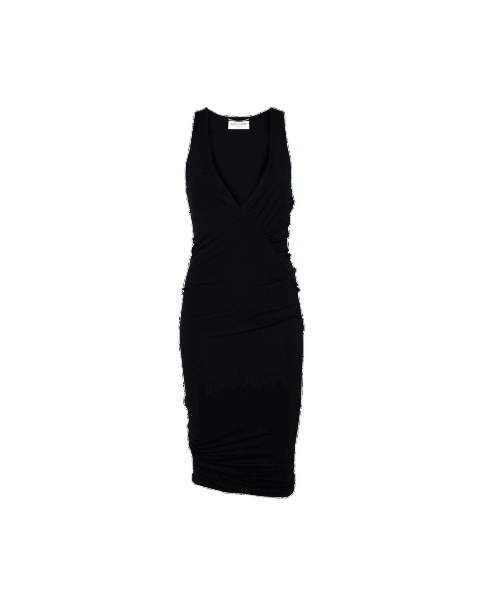 Saint Laurent Ruched V Neck Mini Dress Glam Steals
