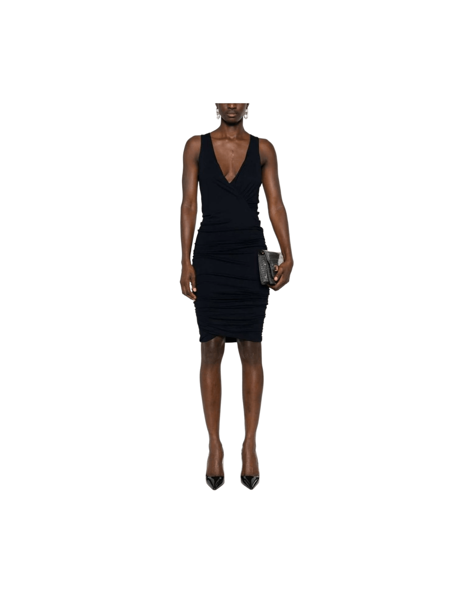 Saint Laurent Ruched V Neck Mini Dress Glam Steals