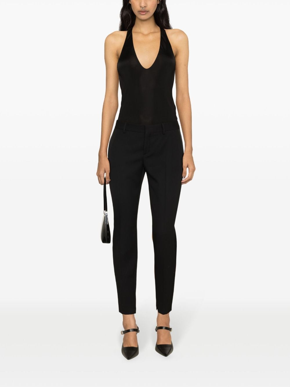 Saint Laurent Satin Plunging Tank Top Glam Steals