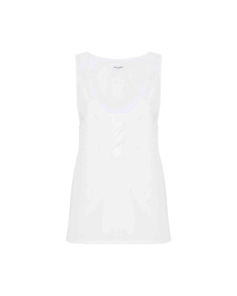 Saint Laurent Semi Sheer Henley Tank Top Glam Steals