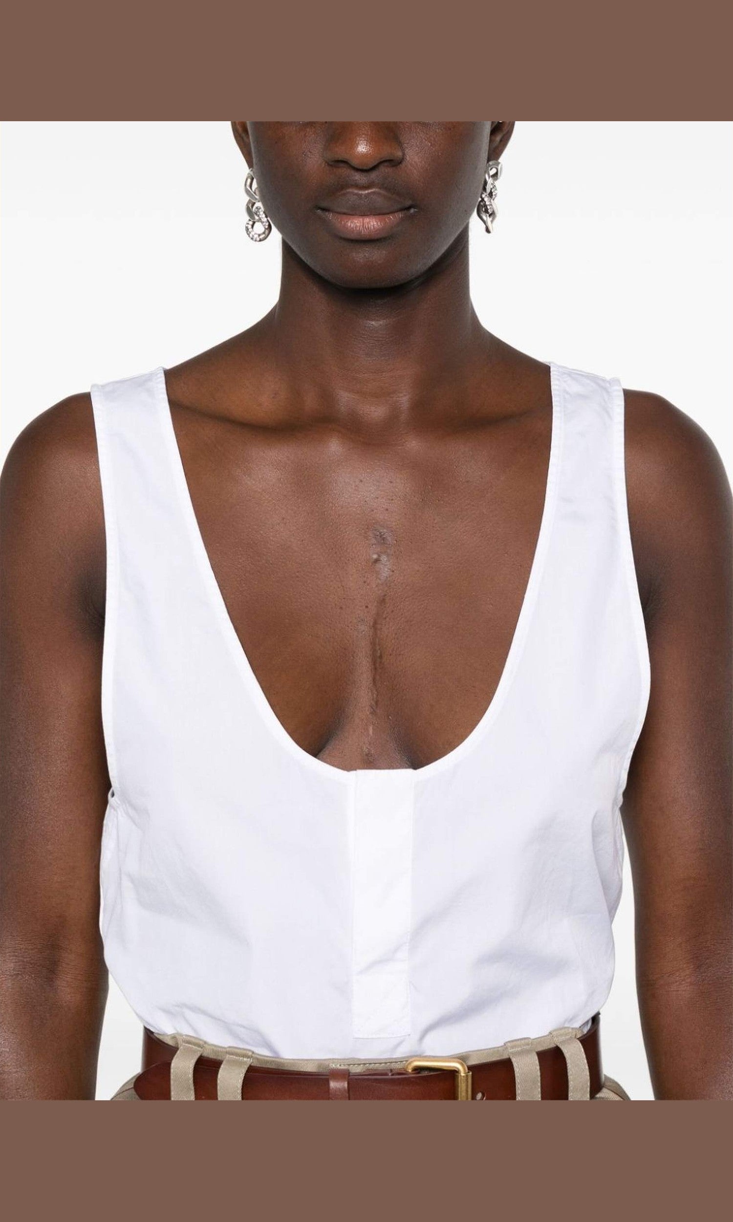 Saint Laurent Semi Sheer Henley Tank Top Glam Steals