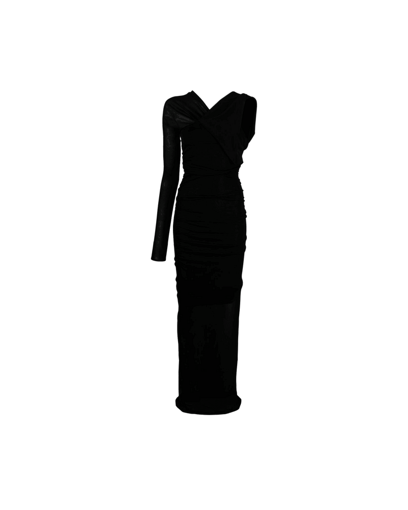 Saint Laurent Semi Sheer One Sleeve Long Dress Glam Steals