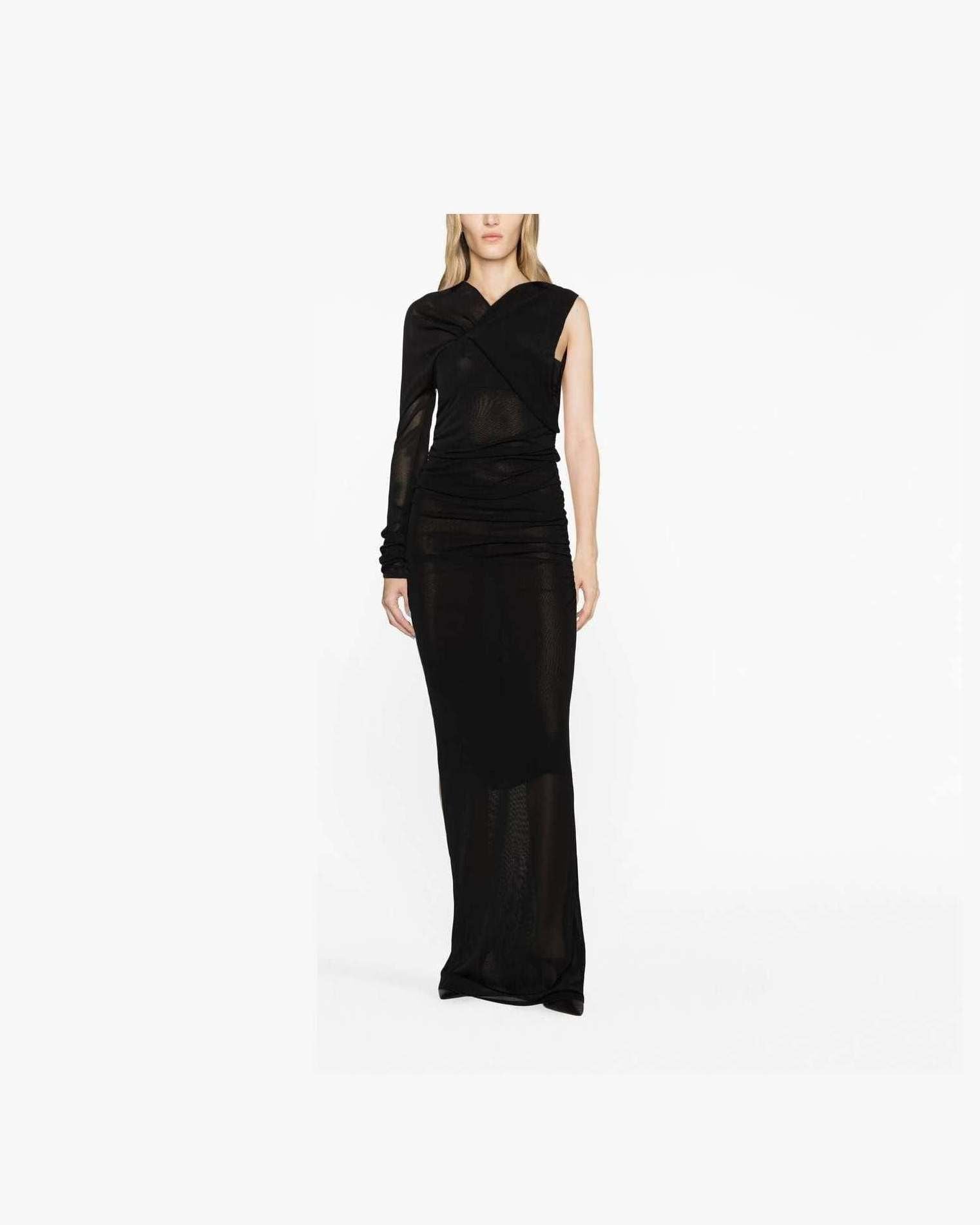 Saint Laurent Semi Sheer One Sleeve Long Dress Glam Steals