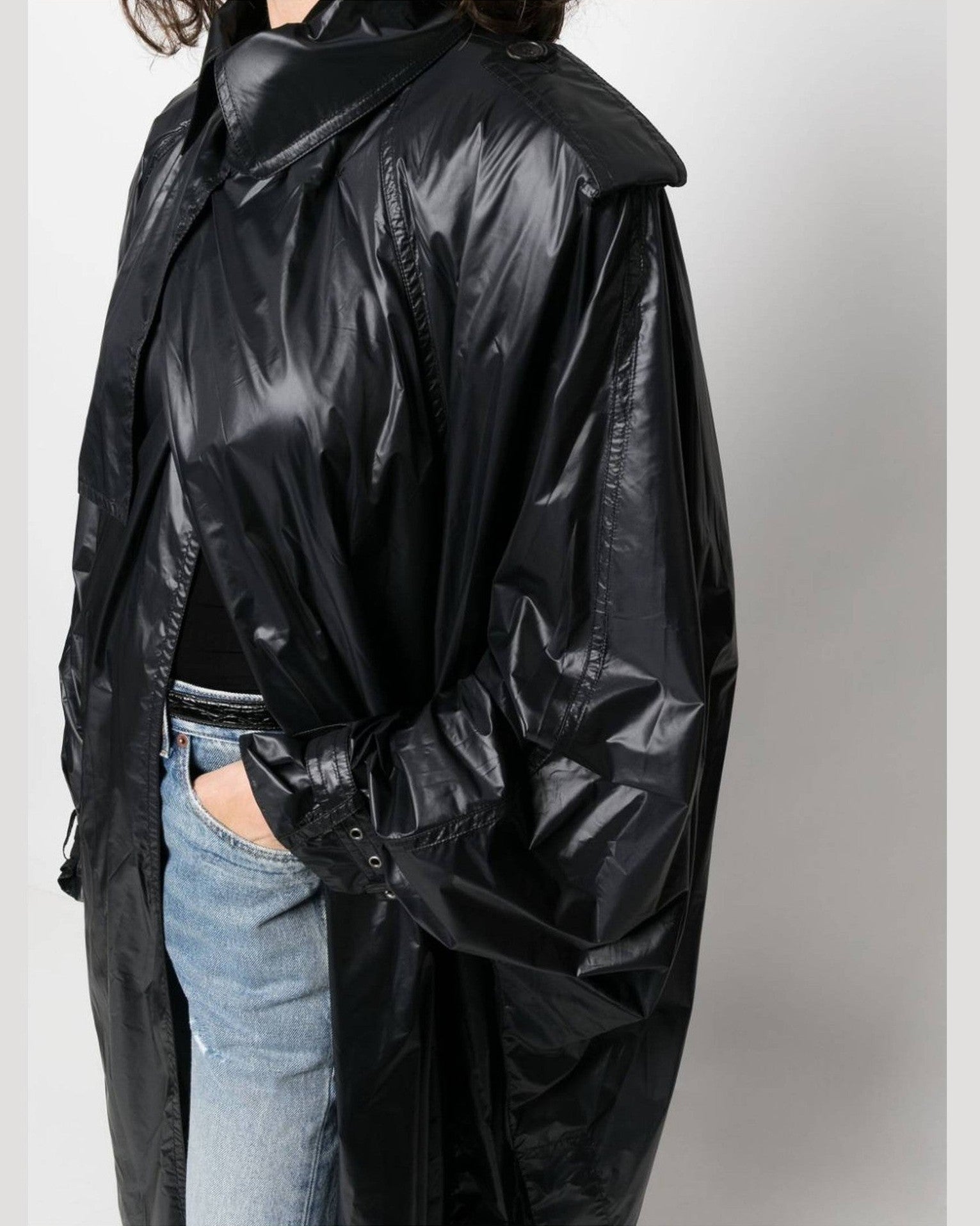 Saint Laurent Shoulder Pad Oversized Trench Coat Glam Steals