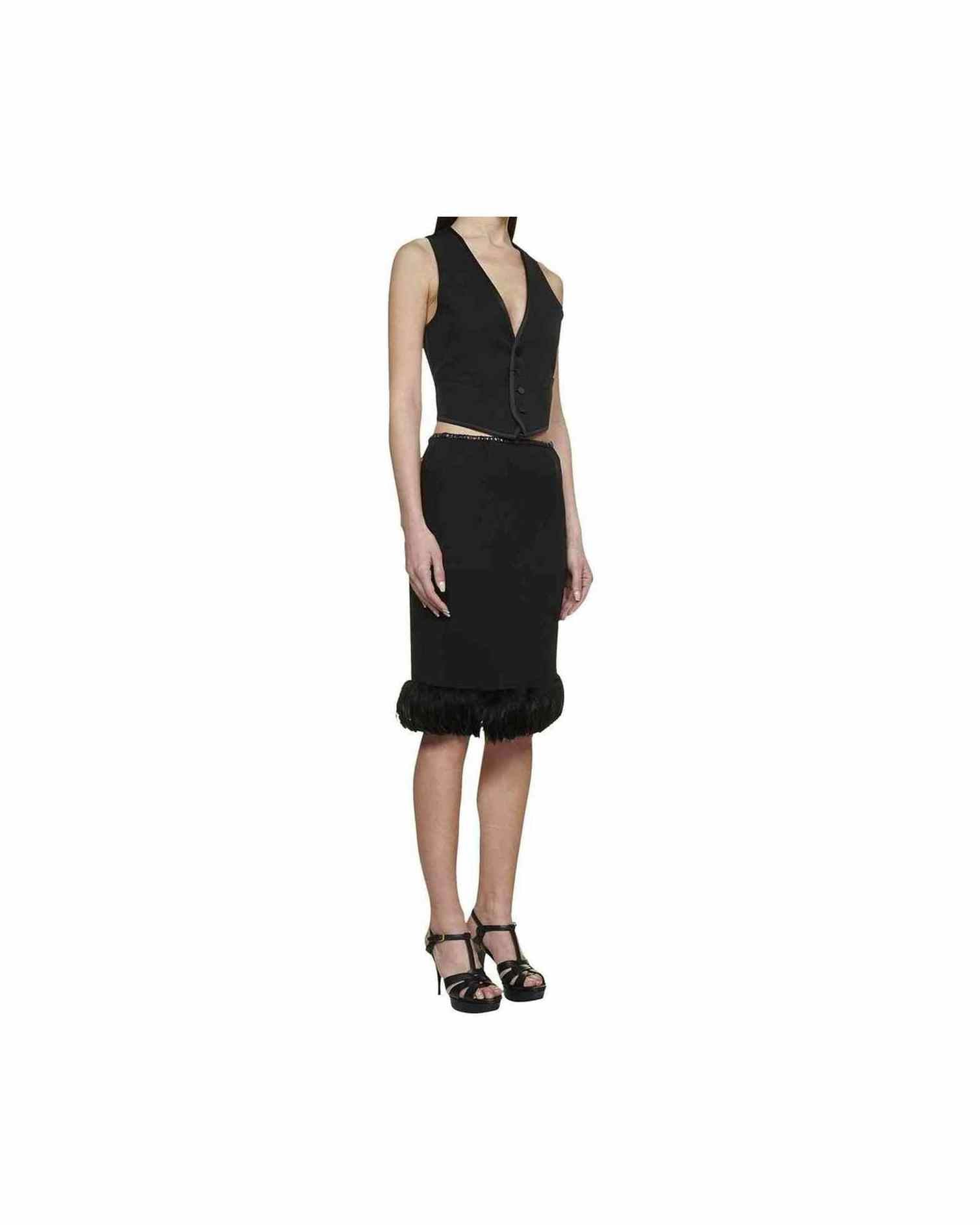 Saint Laurent Silk Feathers Trim Skirt Glam Steals