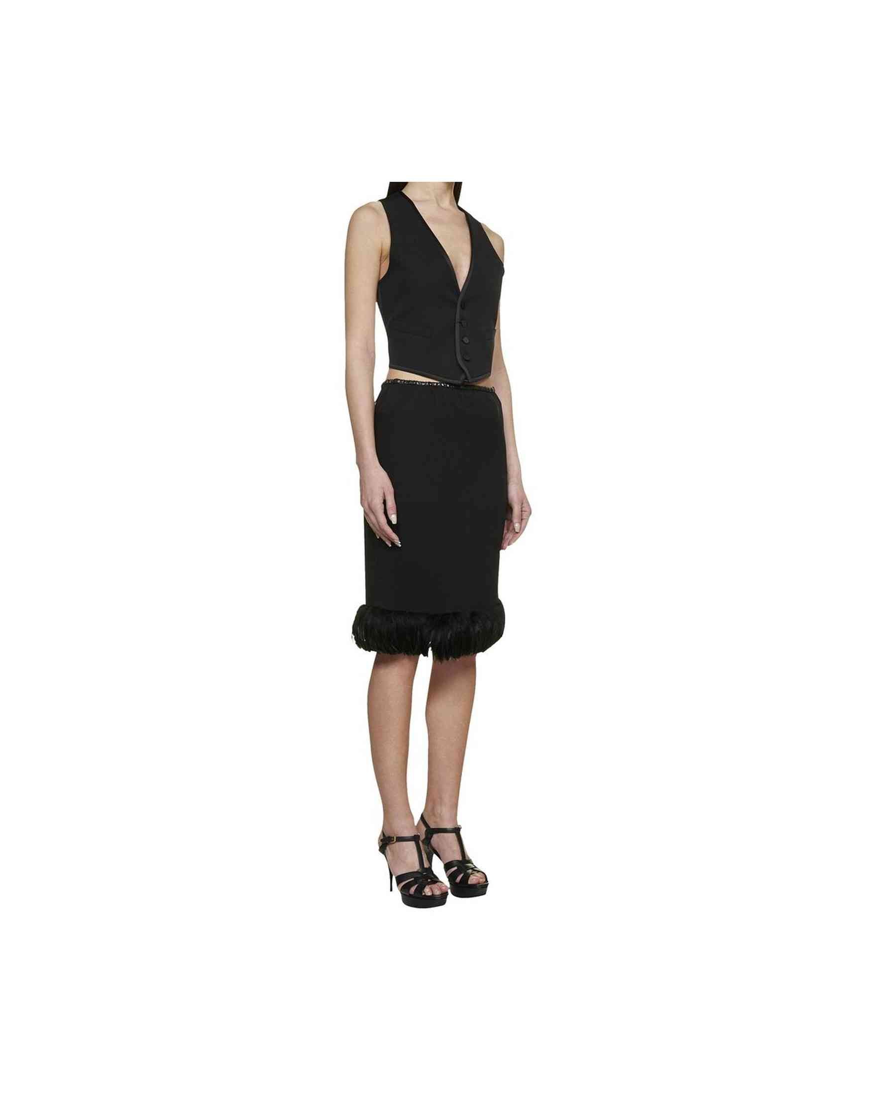 Saint Laurent Silk Feathers Trim Skirt Glam Steals