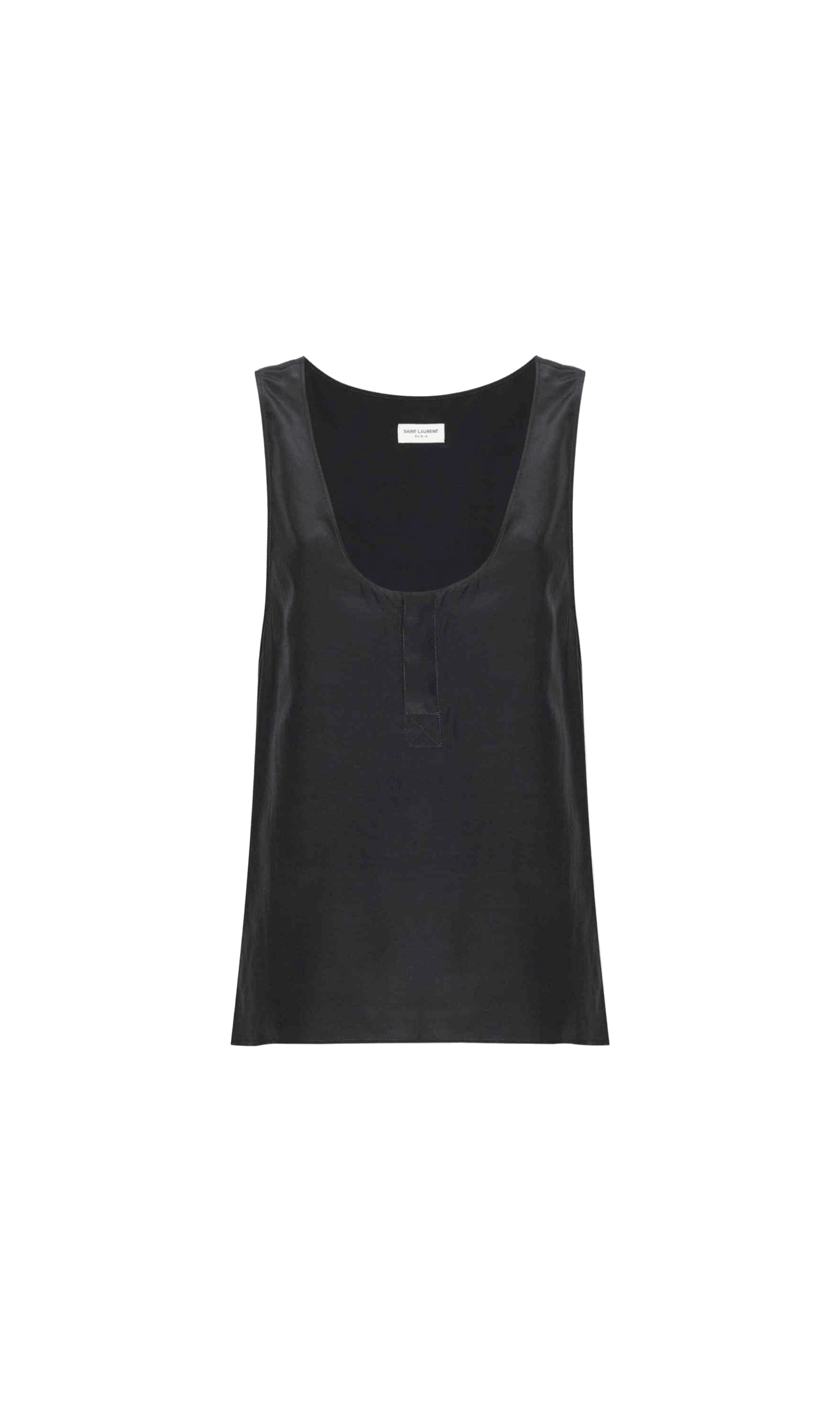 Saint Laurent Silk Henley Neck Tank Top Glam Steals