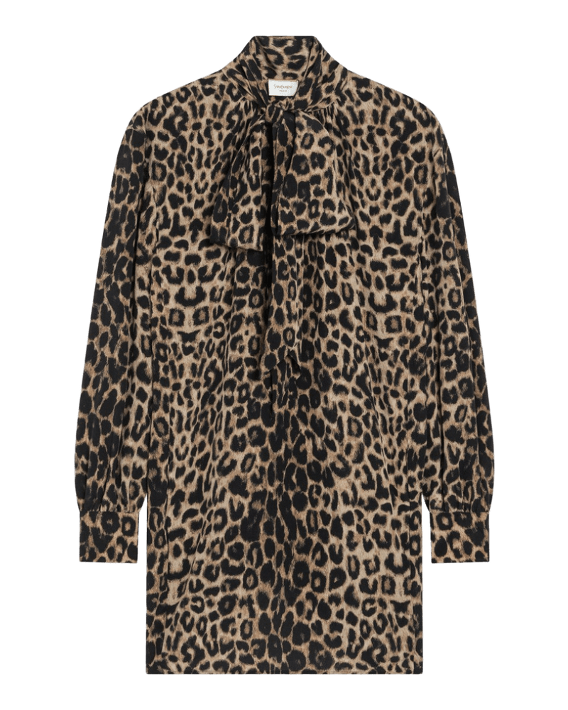 Saint Laurent Silk Leopard Print Mini Dress Glam Steals