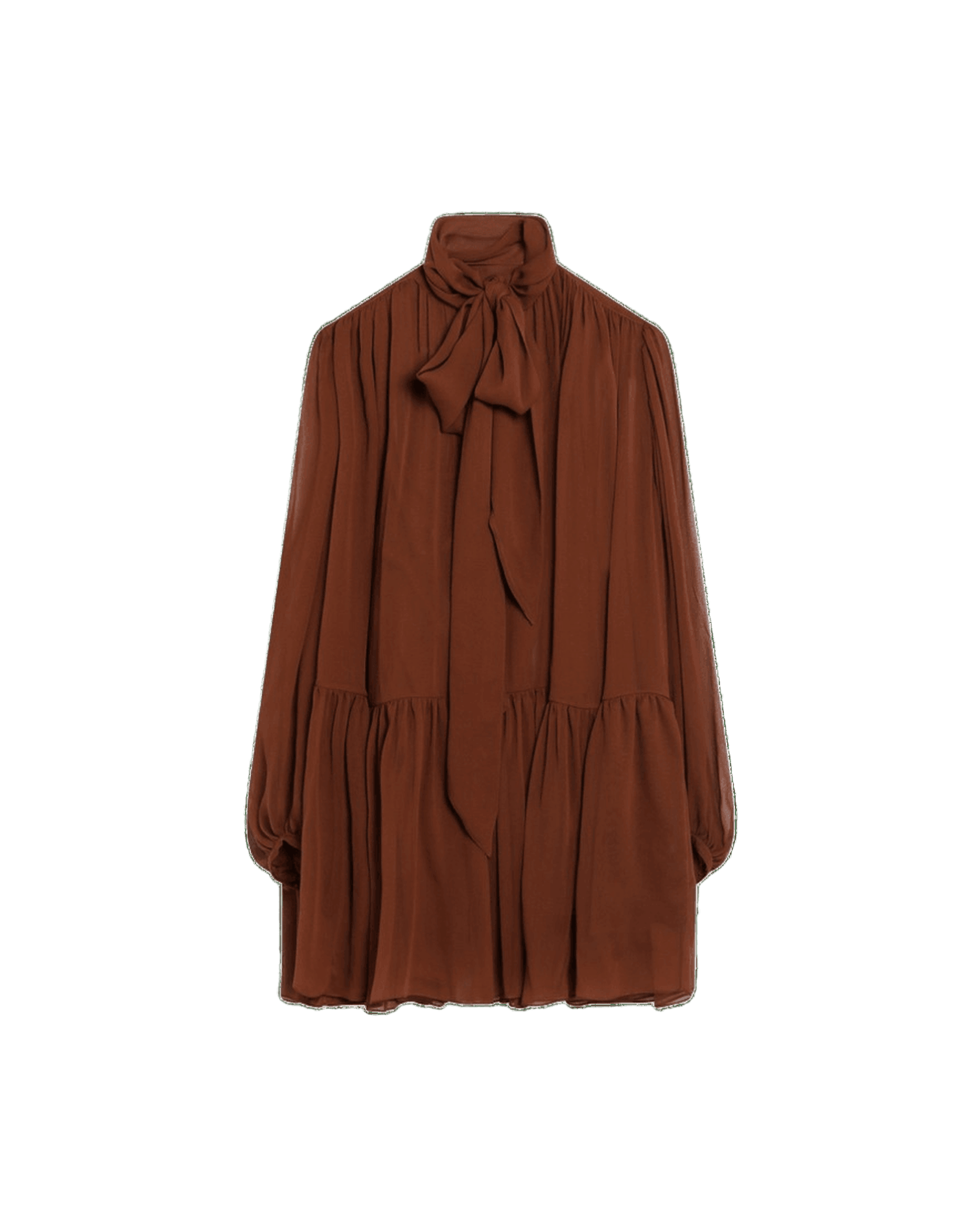 Saint Laurent Silk Rust Colored LavallièRe Dress Glam Steals