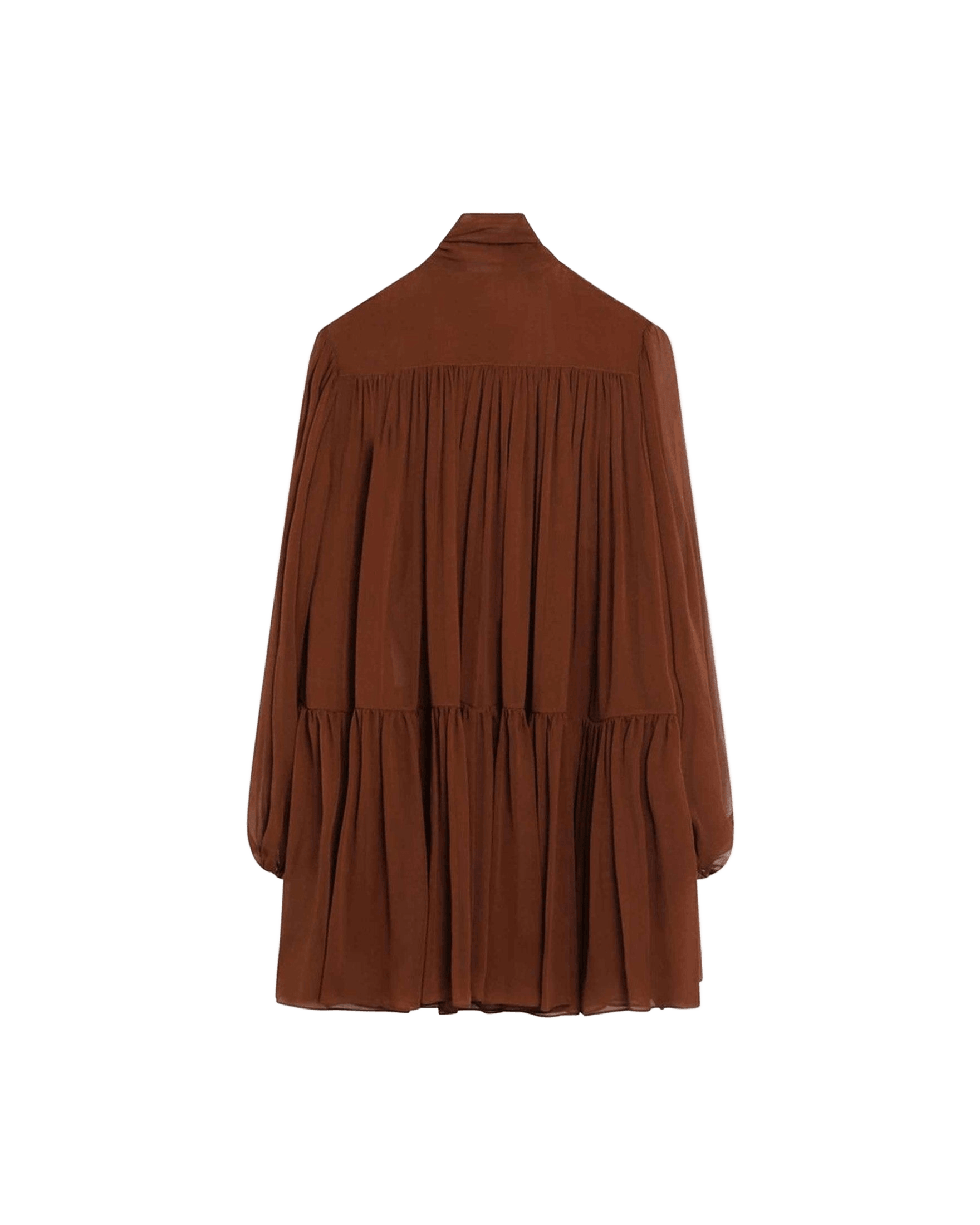 Saint Laurent Silk Rust Colored LavallièRe Dress Glam Steals