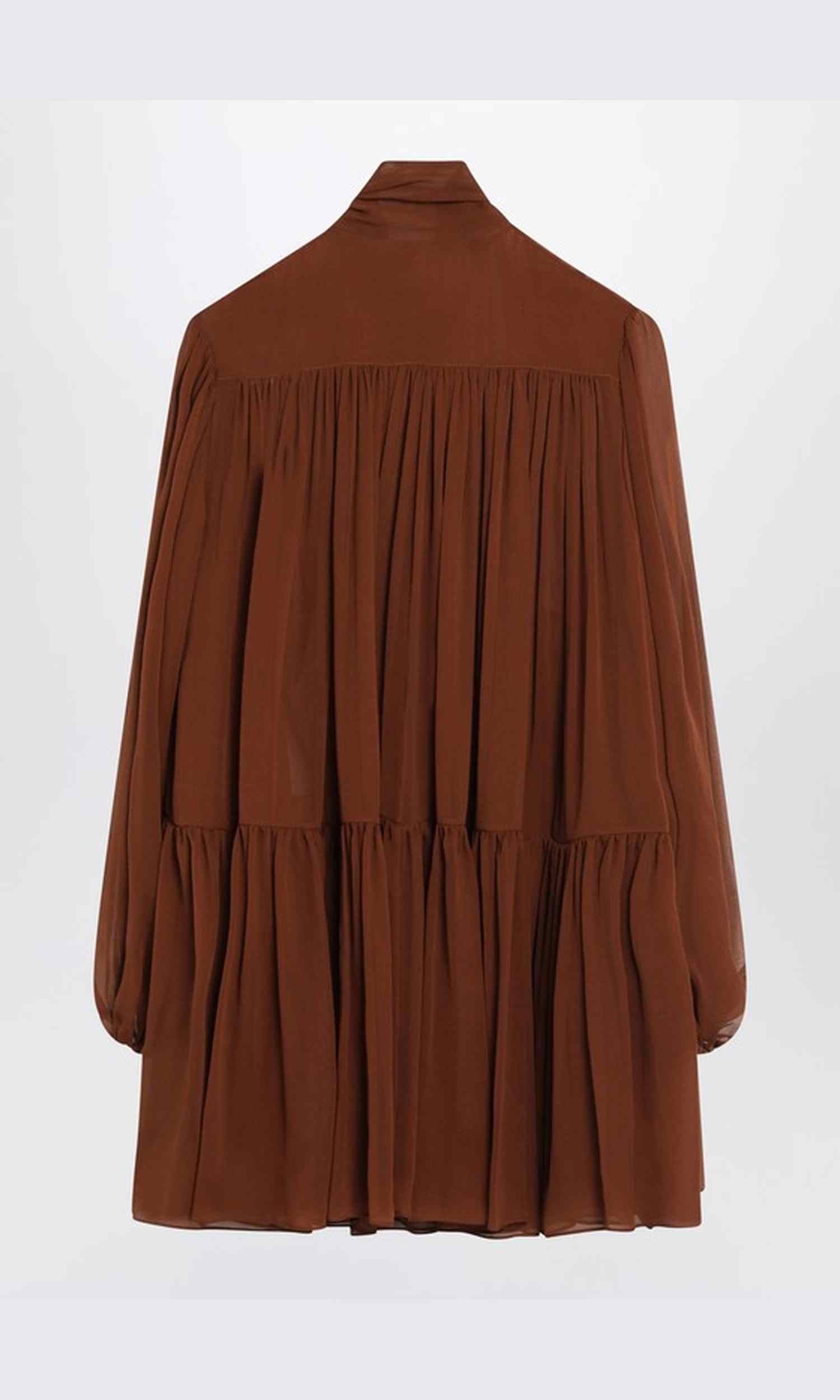 Saint Laurent Silk Rust Colored Lavallière Dress Glam Steals