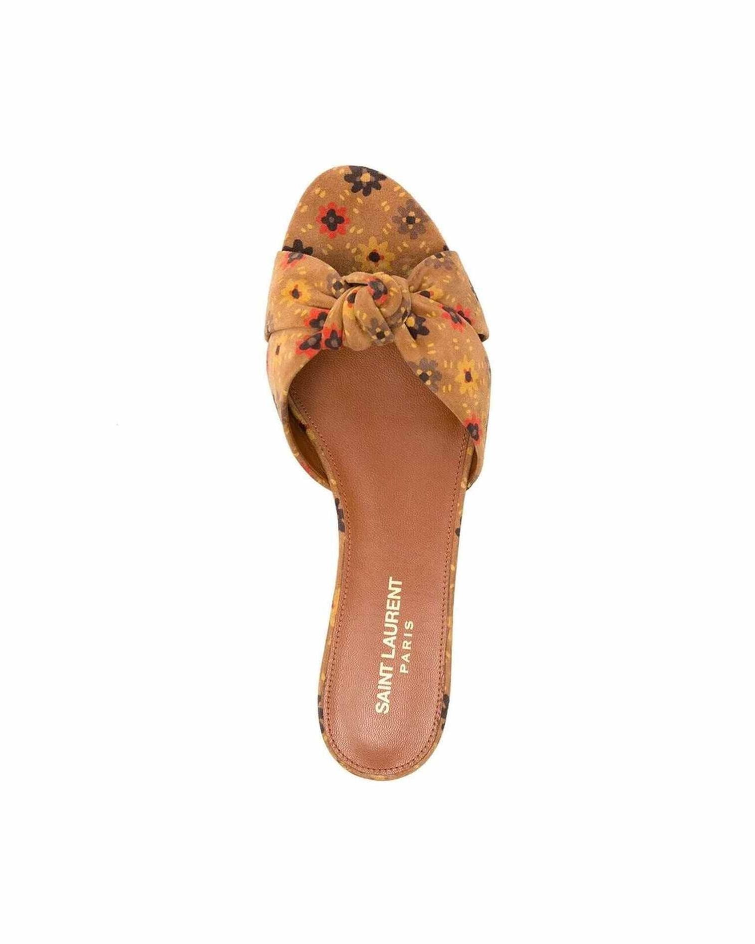 Saint Laurent Suede Bianca Knotted Slides Glam Steals