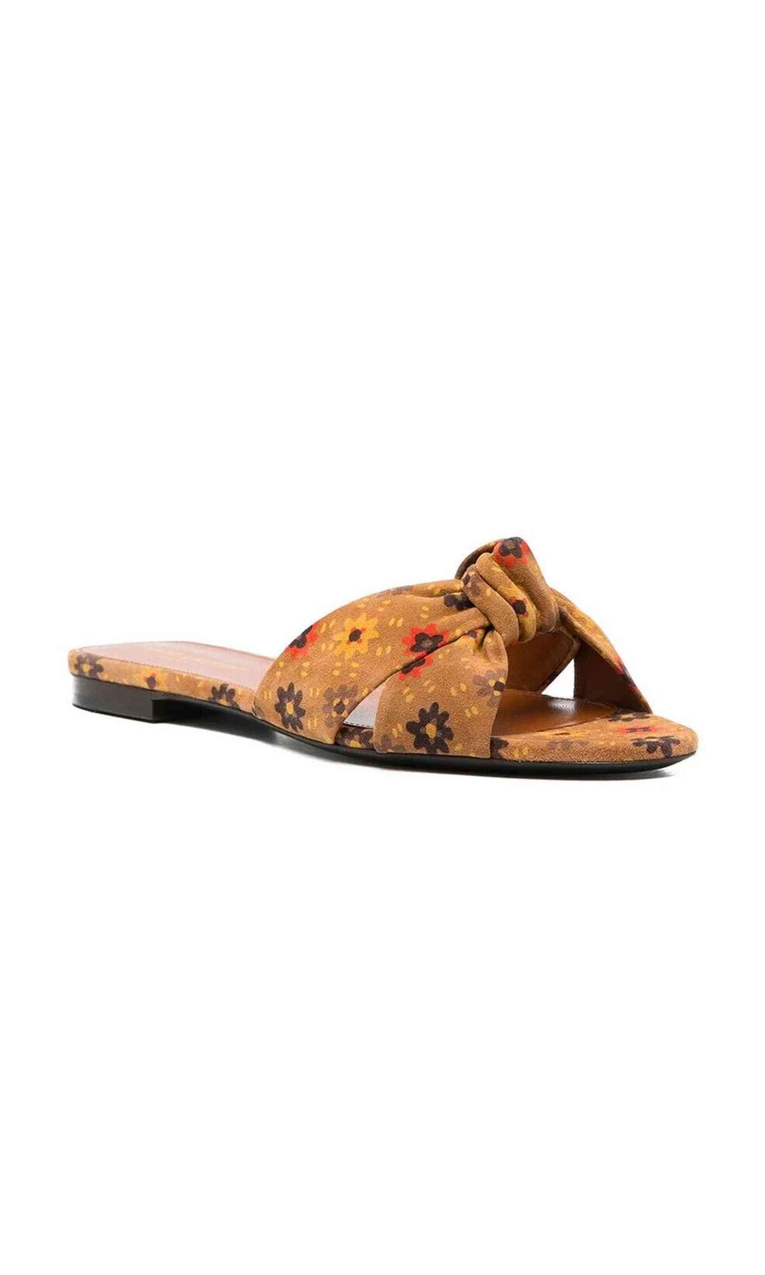 Saint Laurent Suede Bianca Knotted Slides Glam Steals