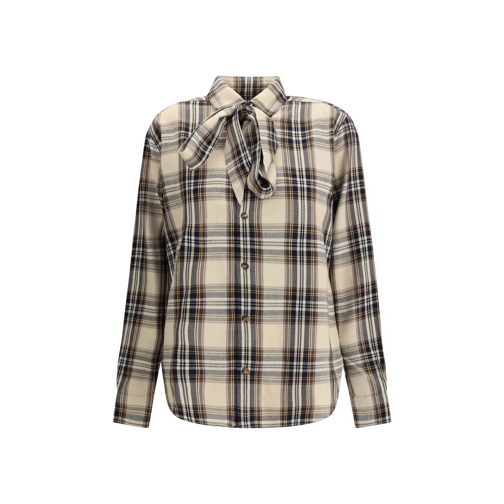 Saint Laurent Tartan Lavallière Shirt Glam Steals