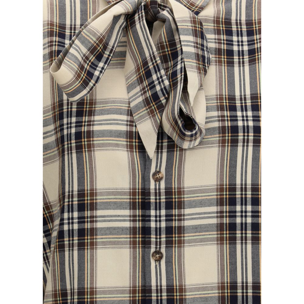 Saint Laurent Tartan Lavallière Shirt Glam Steals