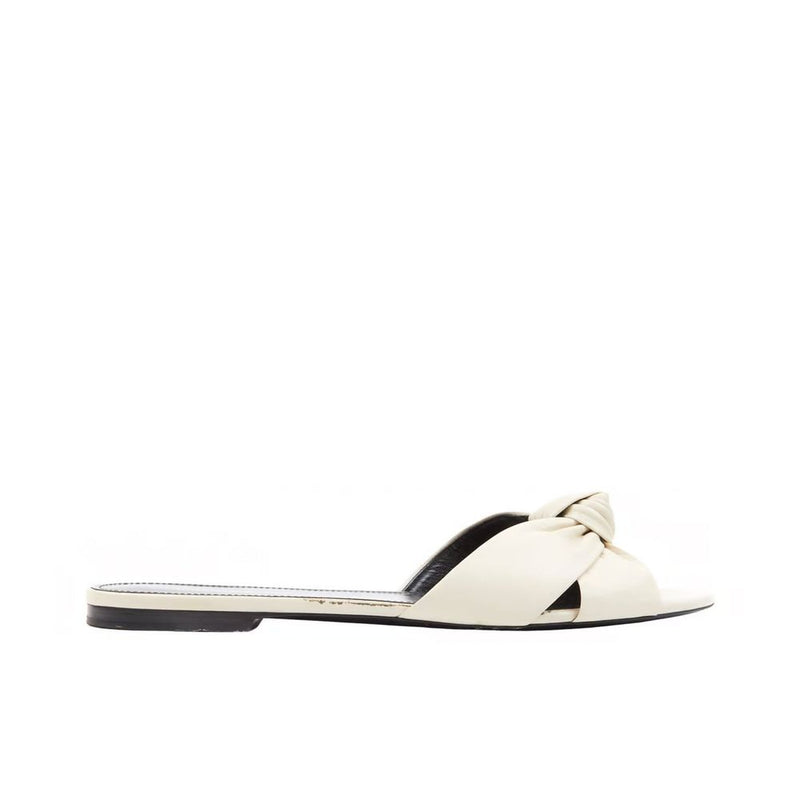 Saint Laurent White Calfskin Slides Glam Steals