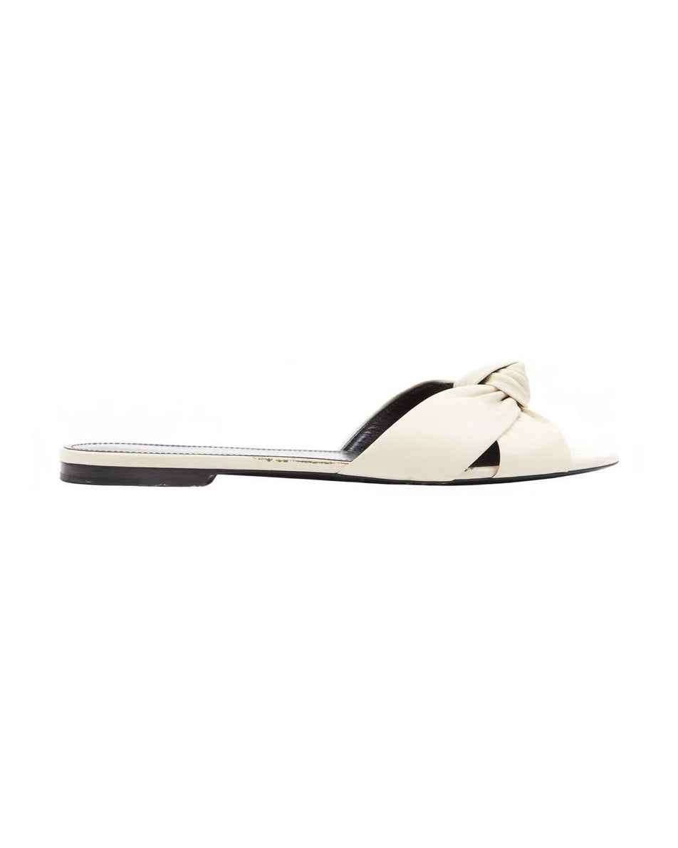 Saint Laurent White Calfskin Slides Glam Steals