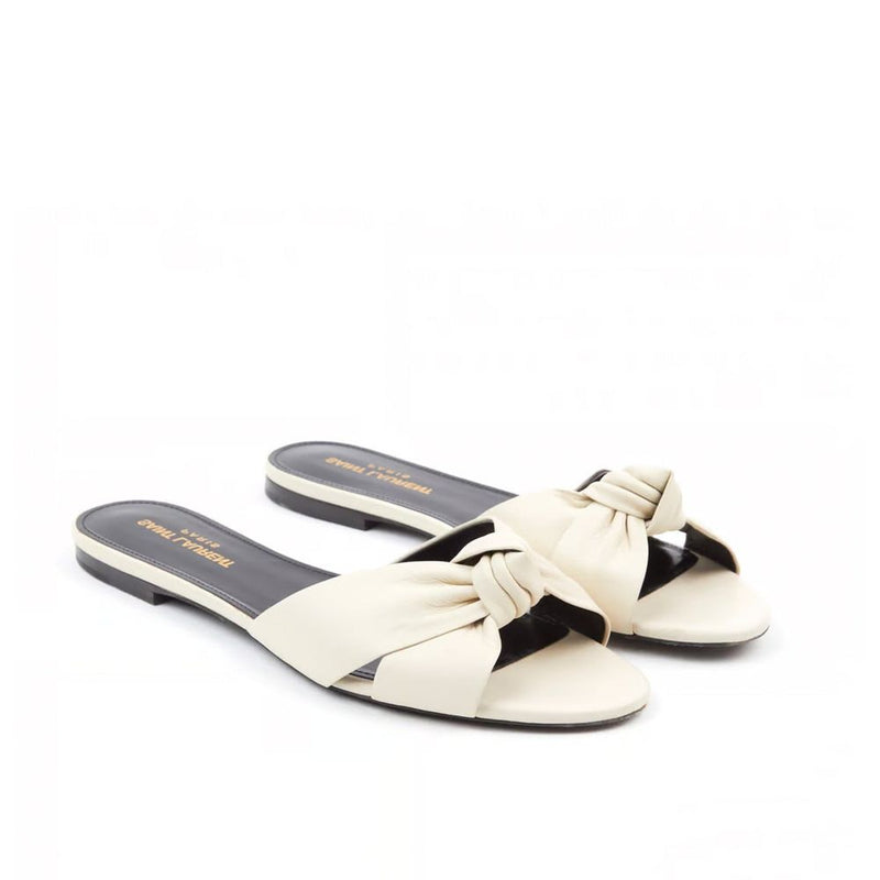 Saint Laurent White Calfskin Slides Glam Steals