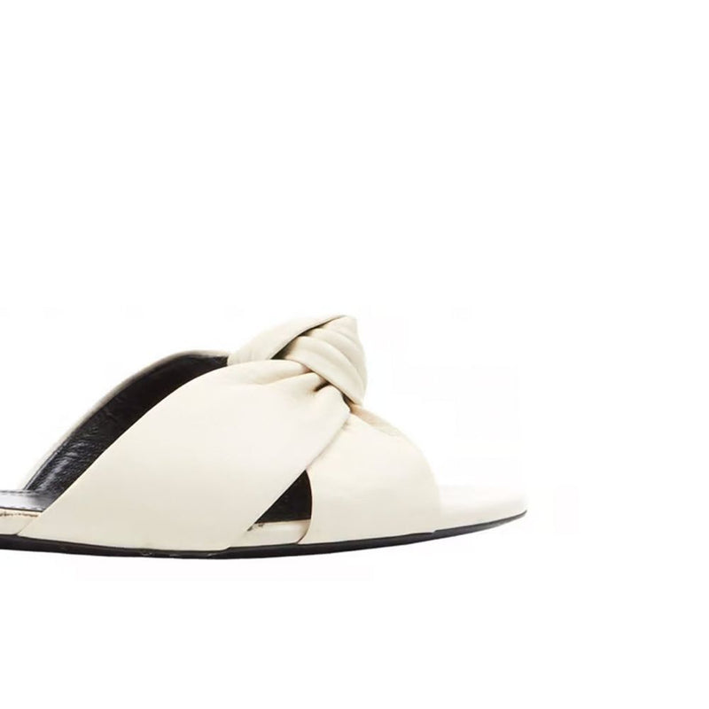Saint Laurent White Calfskin Slides Glam Steals
