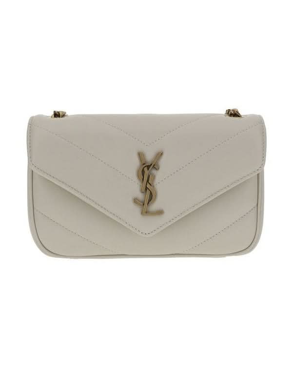 Saint Laurent White Lamb Ovis Aries Shoulder Bag 