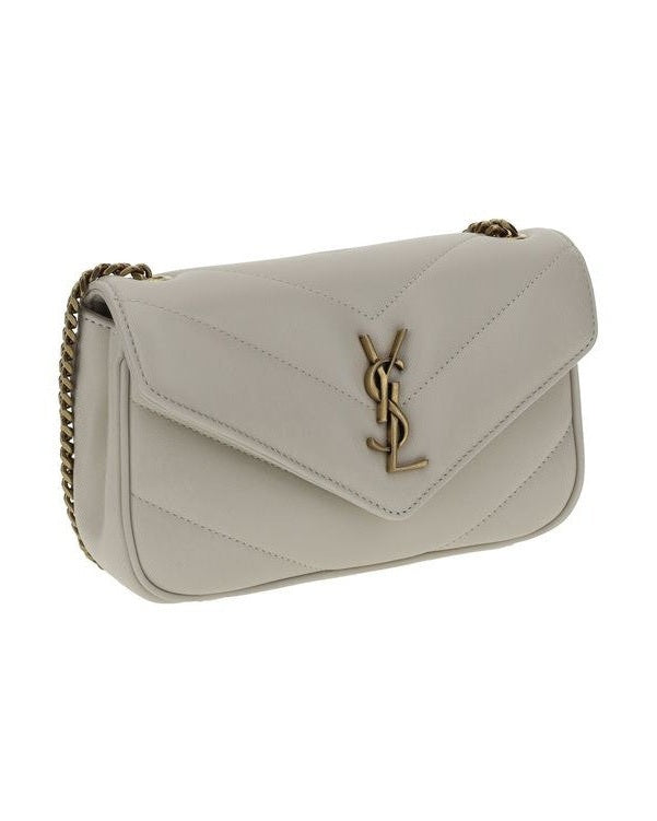 Saint Laurent White Lamb Ovis Aries Shoulder Bag 