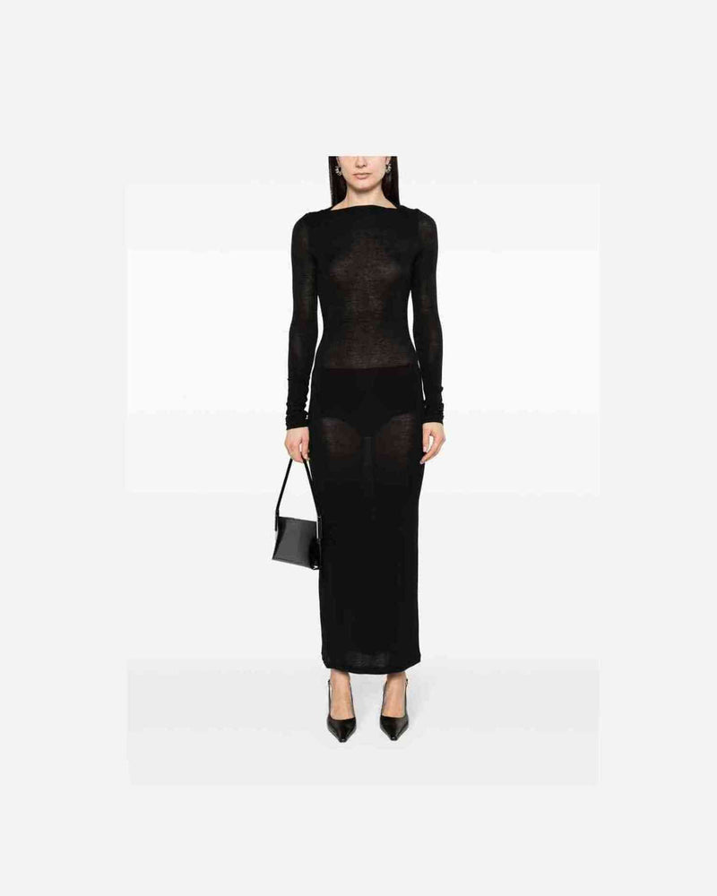 Saint Laurent Wool Blend Long Pencil Dress Glam Steals