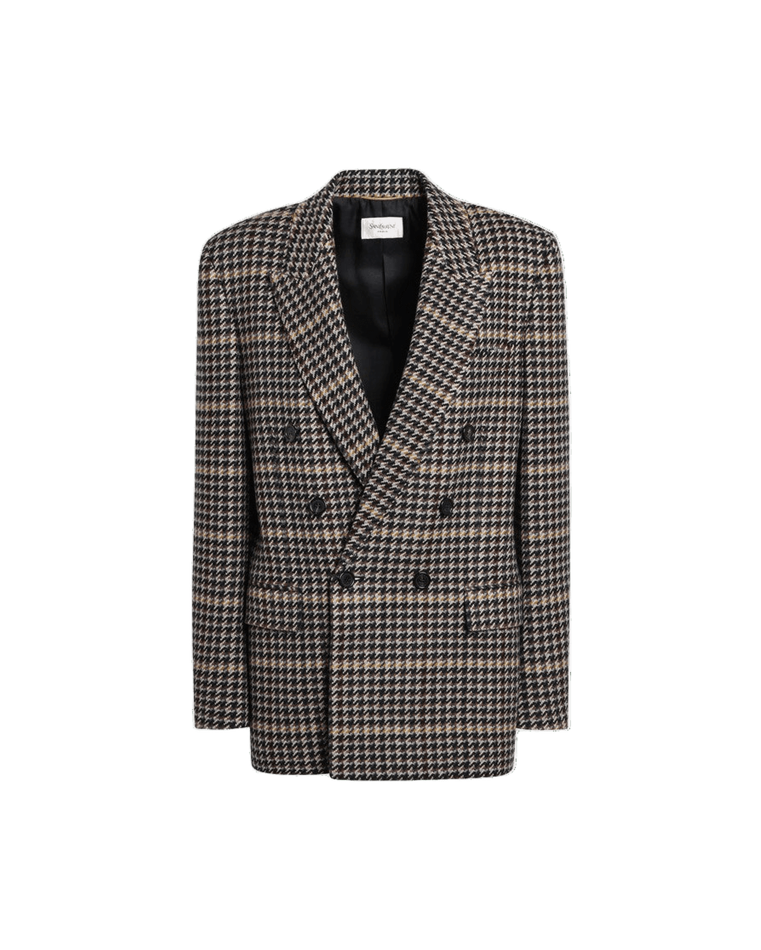 Saint Laurent Wool Double Breasted Checked Jacket Glam Steals