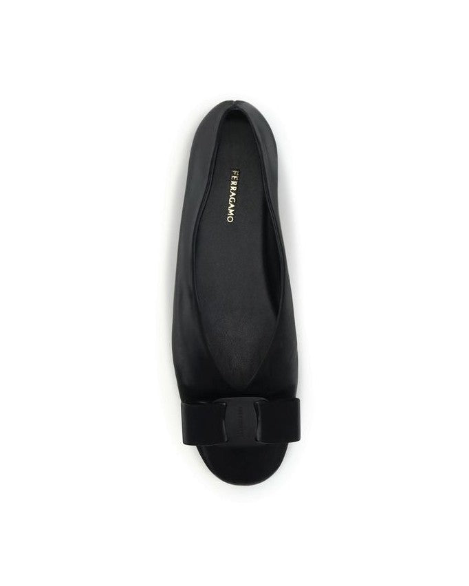 Salvatore Ferragamo Black Calf Leather Bos Taurus Ballet Flats Glam Steals