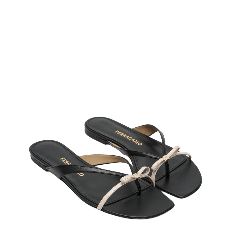 Salvatore Ferragamo Black Mini Bow Flip Flop Glam Steals