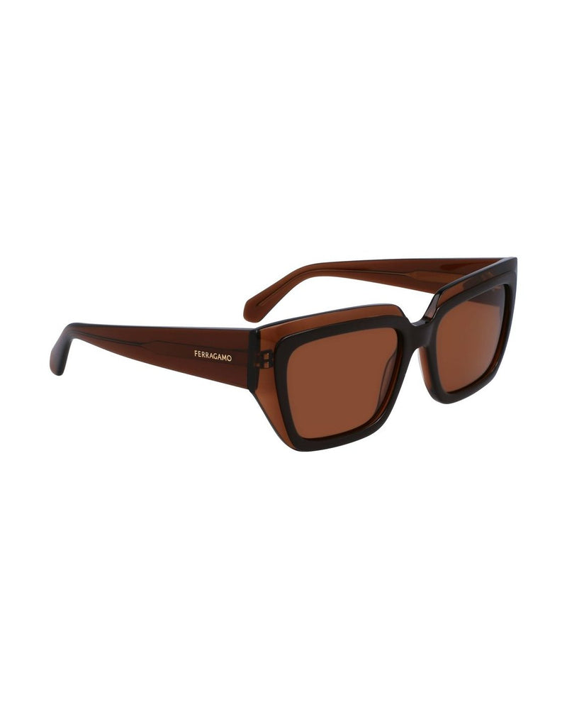 Salvatore Ferragamo Brown Acetate Sunglasses Sunglasses