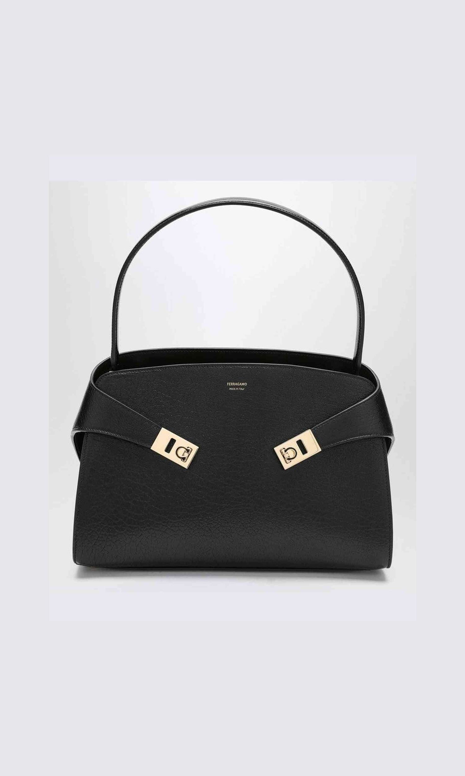Salvatore Ferragamo Brown Leather Black/ Hug M Handbag Glam Steals