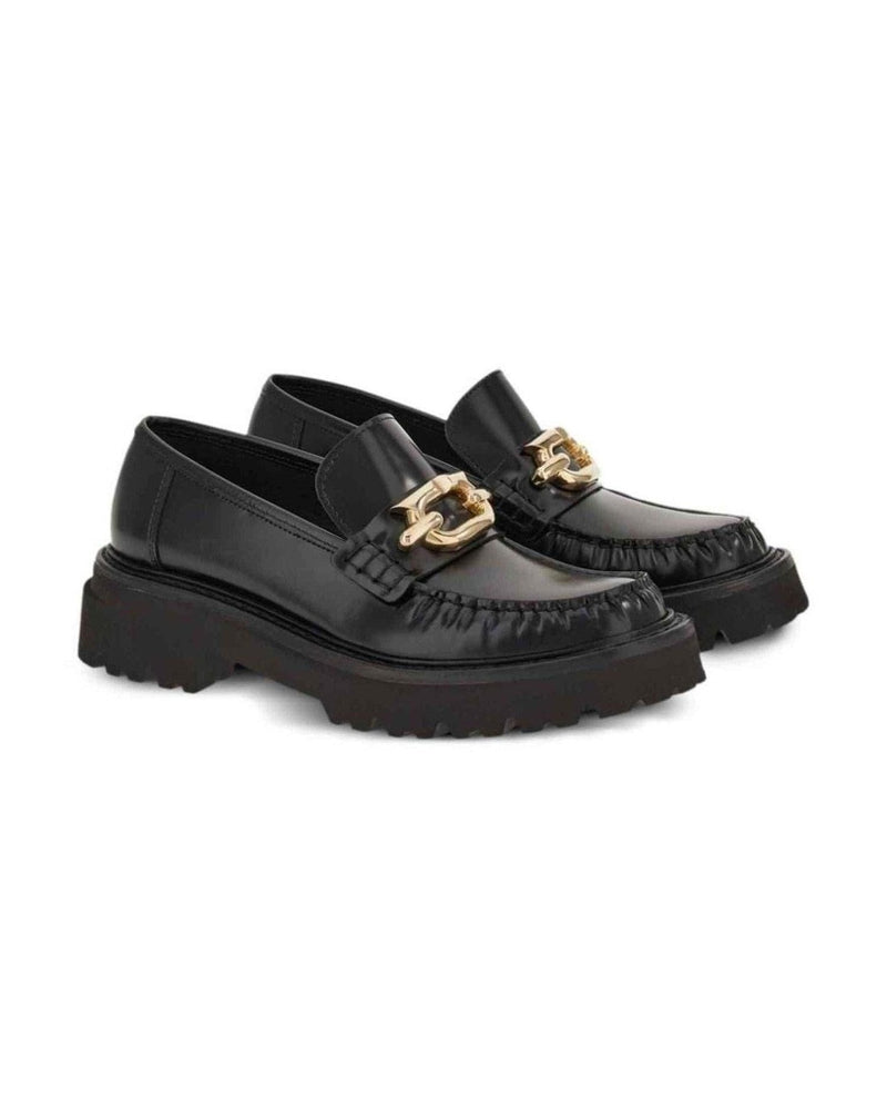 Salvatore Ferragamo Leather Gancini Buckle Loafers Flats