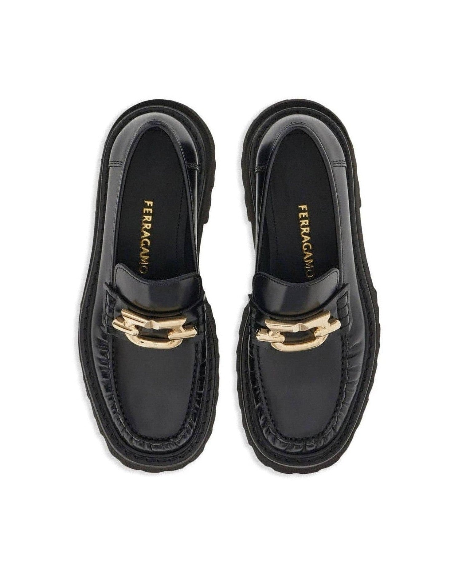 Salvatore Ferragamo Leather Gancini Buckle Loafers Glam Steals