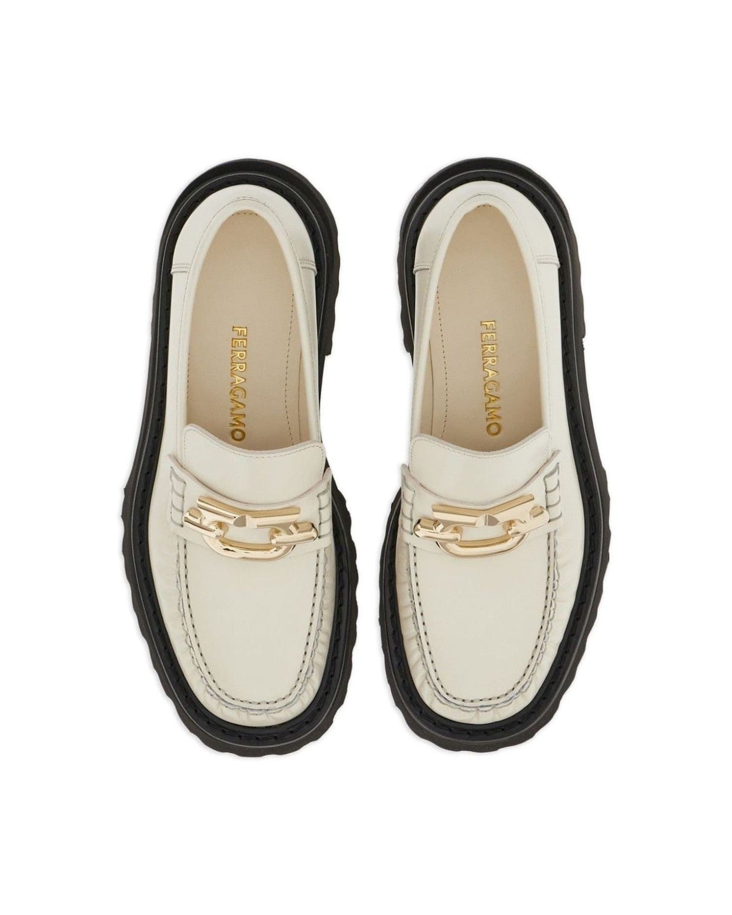 Salvatore Ferragamo Leather Gancini Plaque Loafers Glam Steals