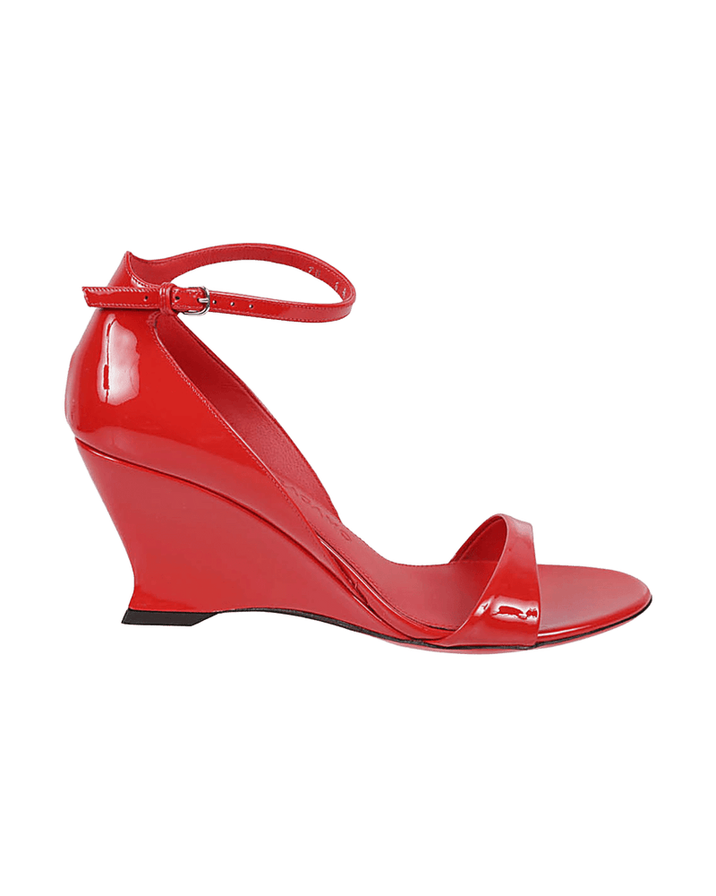 Salvatore Ferragamo Open Toe Leather Wedge Sandals Heels