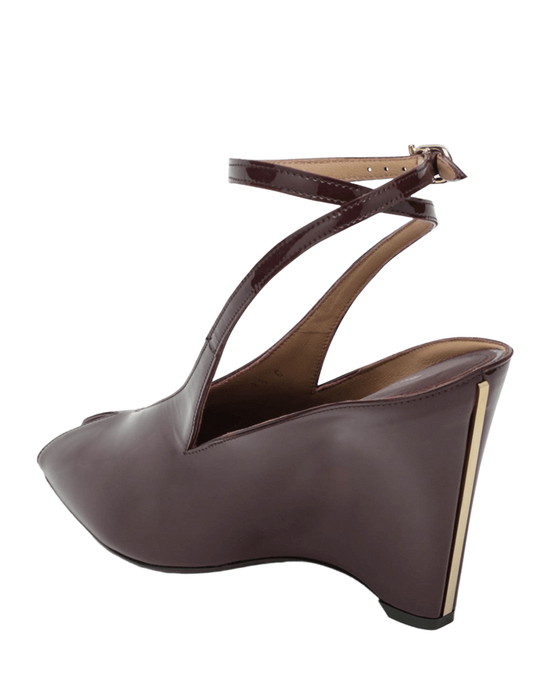 Salvatore Ferragamo Peep Toe Wedge Sandals in Bordeaux Glam Steals