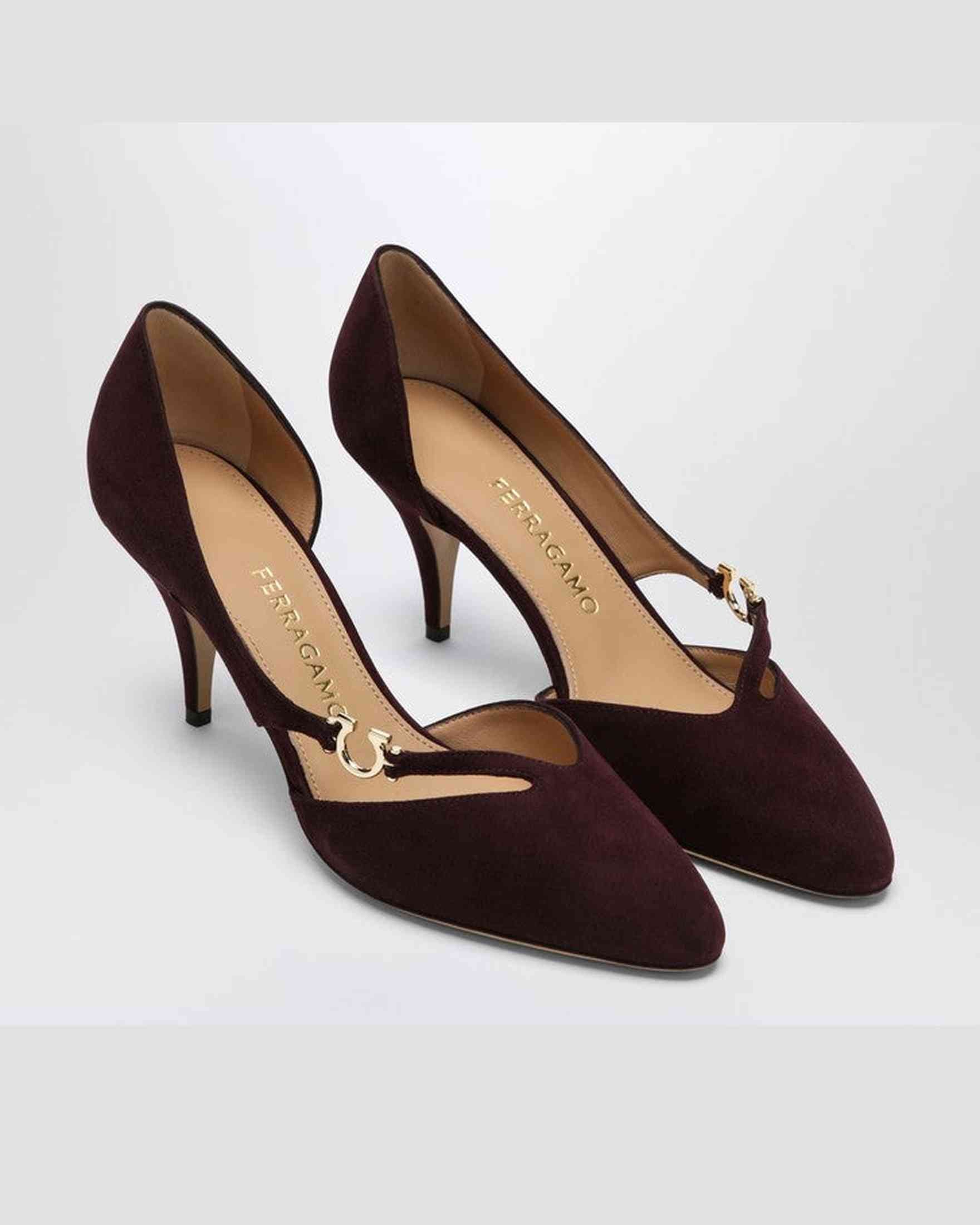 Salvatore Ferragamo Pumps with Gancini Detail Dark Barolo Glam Steals