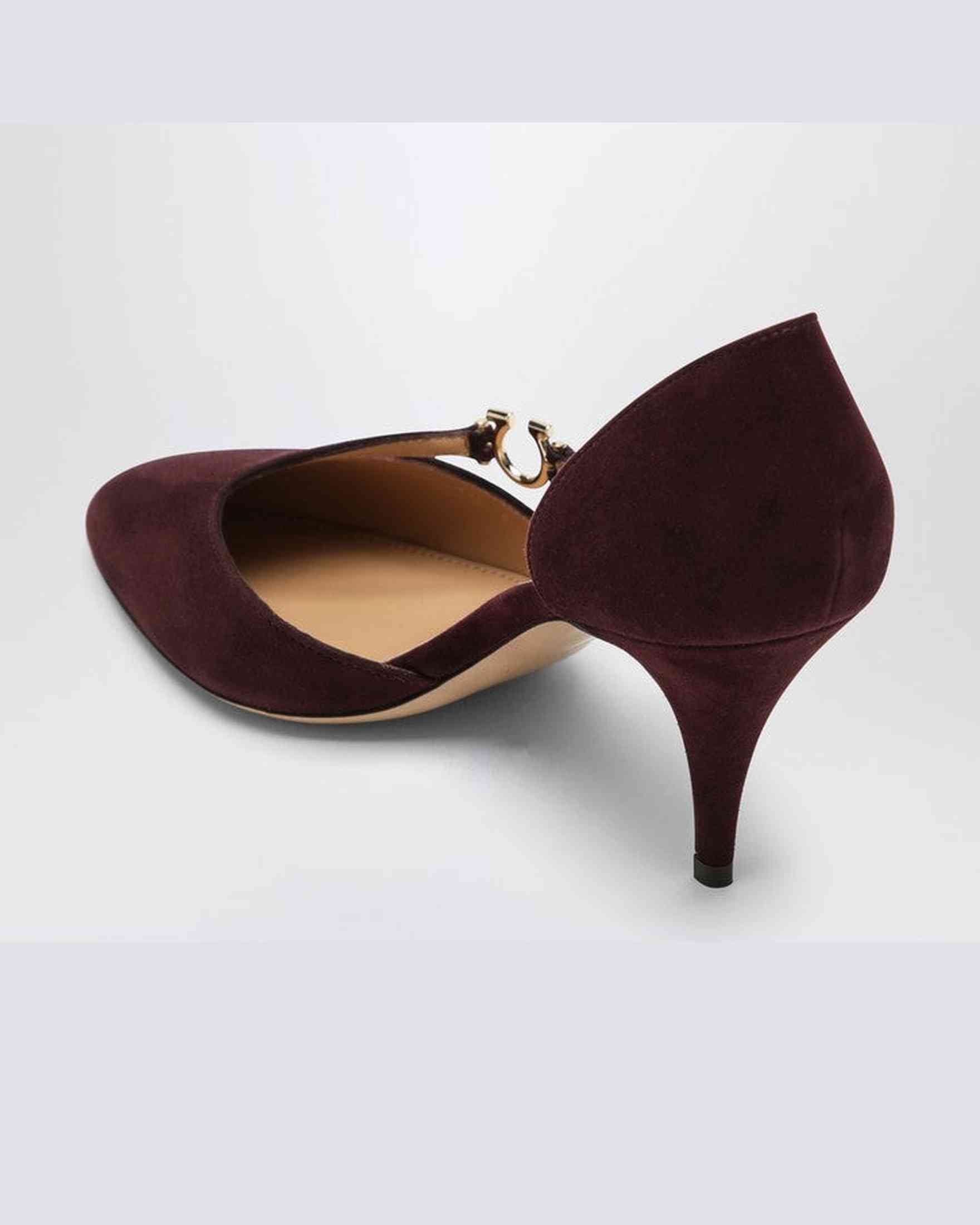 Salvatore Ferragamo Pumps with Gancini Detail Dark Barolo Glam Steals