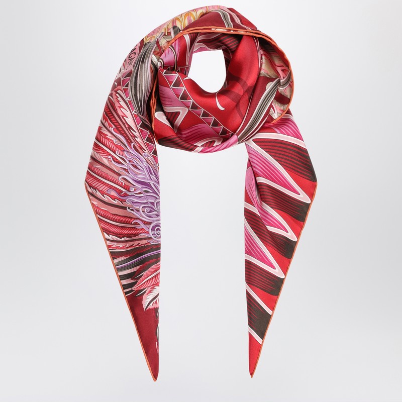 Salvatore Ferragamo Silk Red/bordeaux Scarf with Giada Print Glam Steals
