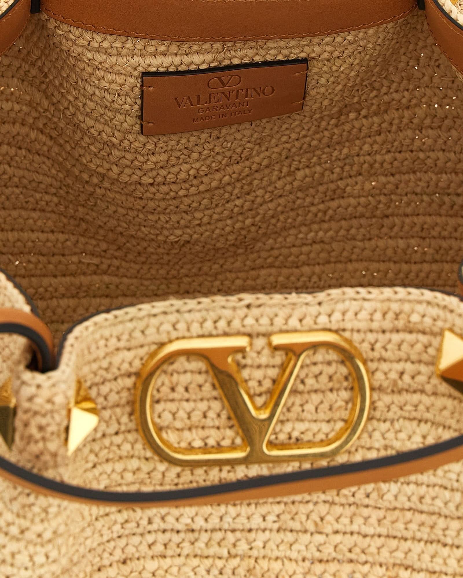 Valentino Garavani Shopping Medium Raffia Glam Steals