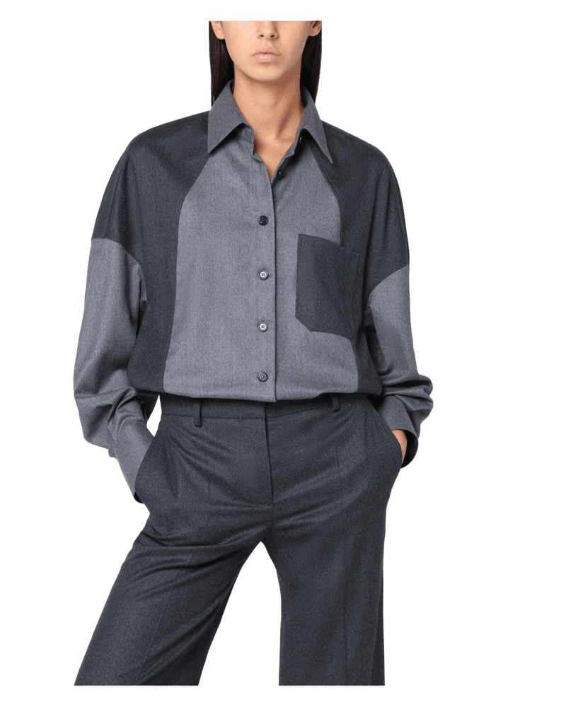 Stella Mccartney Gray Oversized Wool Shirt Glam Steals