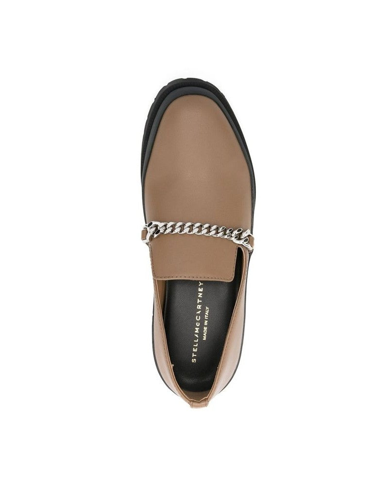 Stella Mccartney Brown Leather Vegan Slip On Loafers Flats