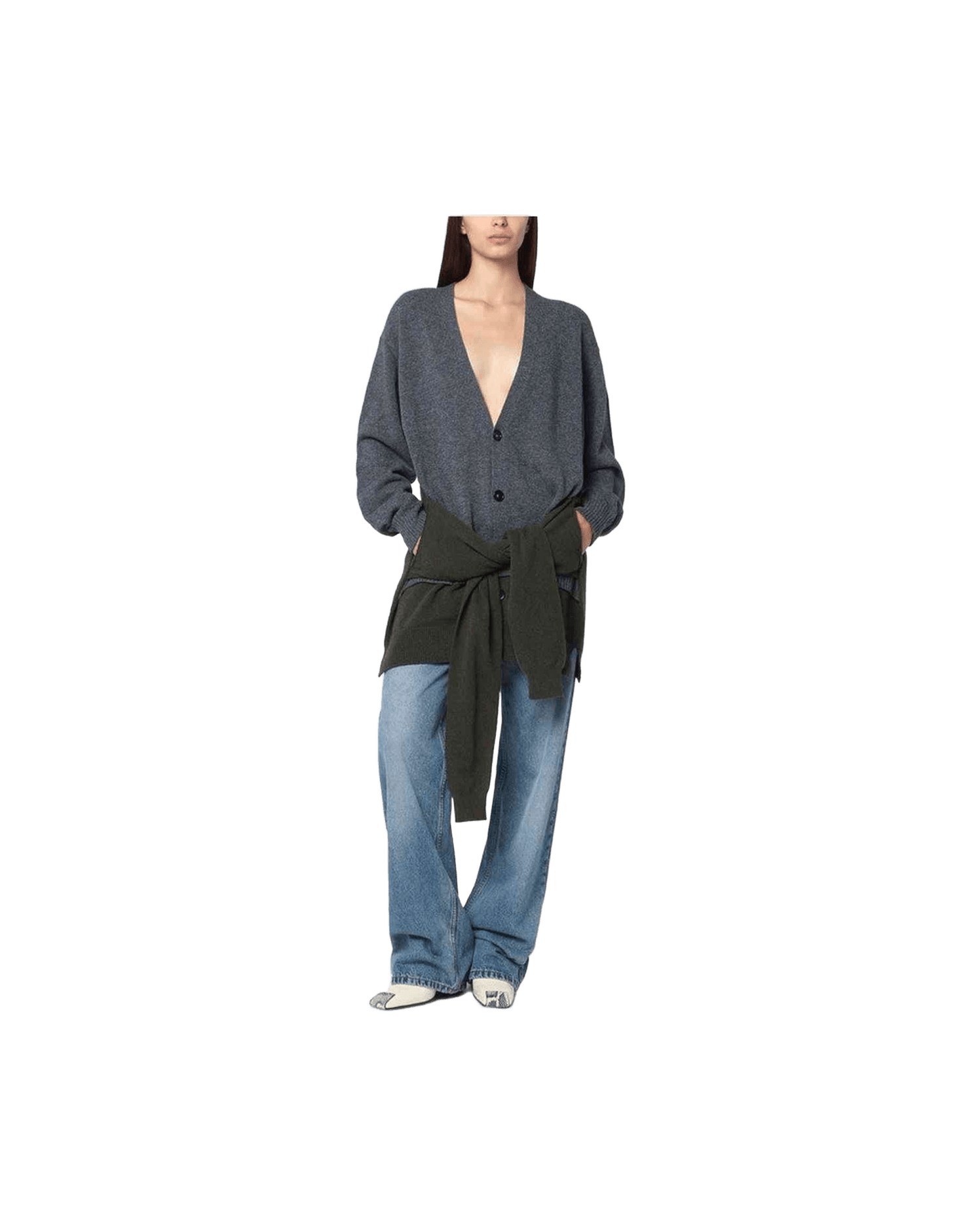 Stella Mccartney Green Grey Cardigan with Crossed Sleeves Glam Steals