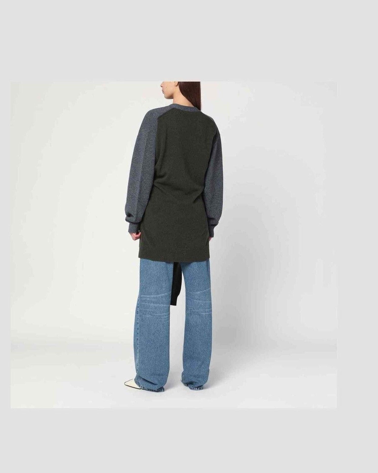 Stella Mccartney Green Grey/dark Cardigan with Crossed Sleeves Glam Steals
