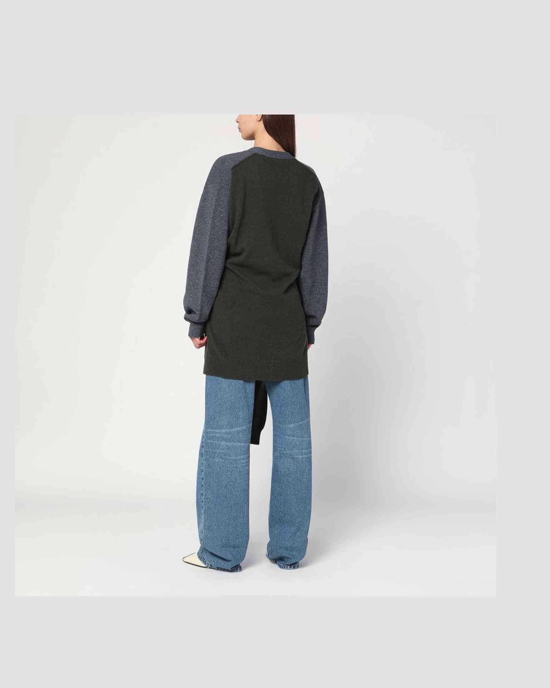 Stella Mccartney Green Grey/dark Cardigan with Crossed Sleeves Glam Steals