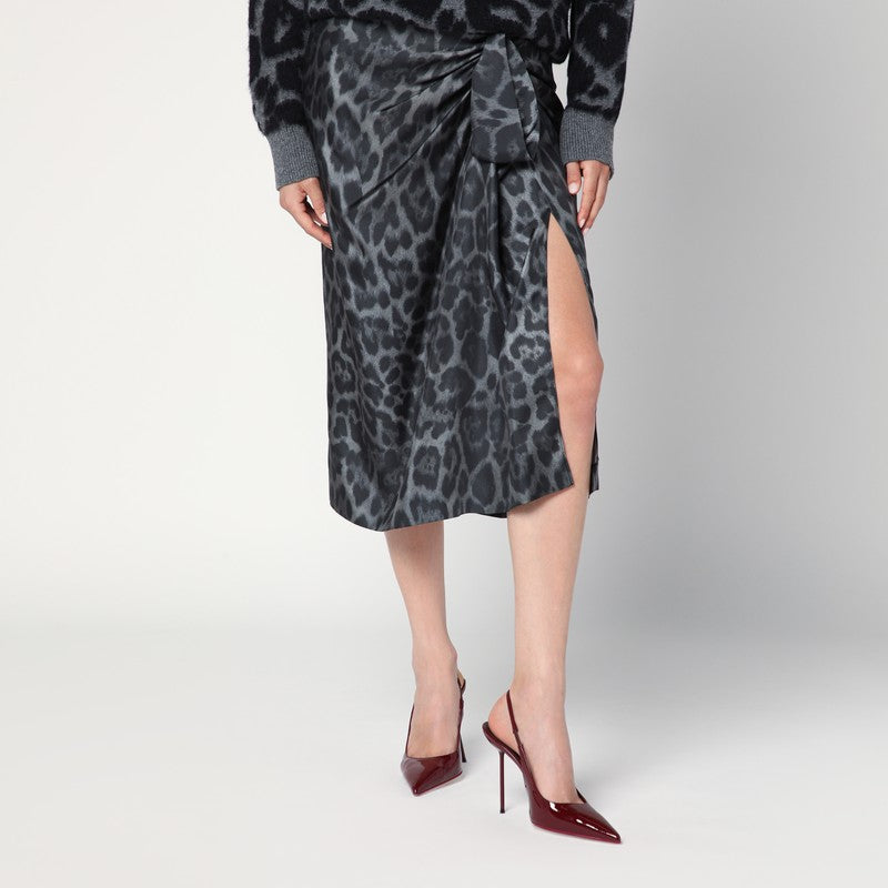 Stella Mccartney Leopard Midi Skirt with Knot Glam Steals